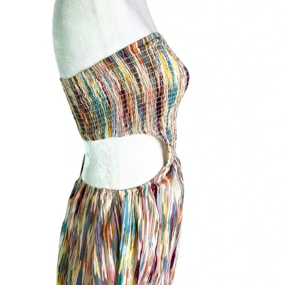 MISA Myka Ikat Strapless Cutout Smocked Cotton Blend Dress Size S NWT - Picture 8 of 13